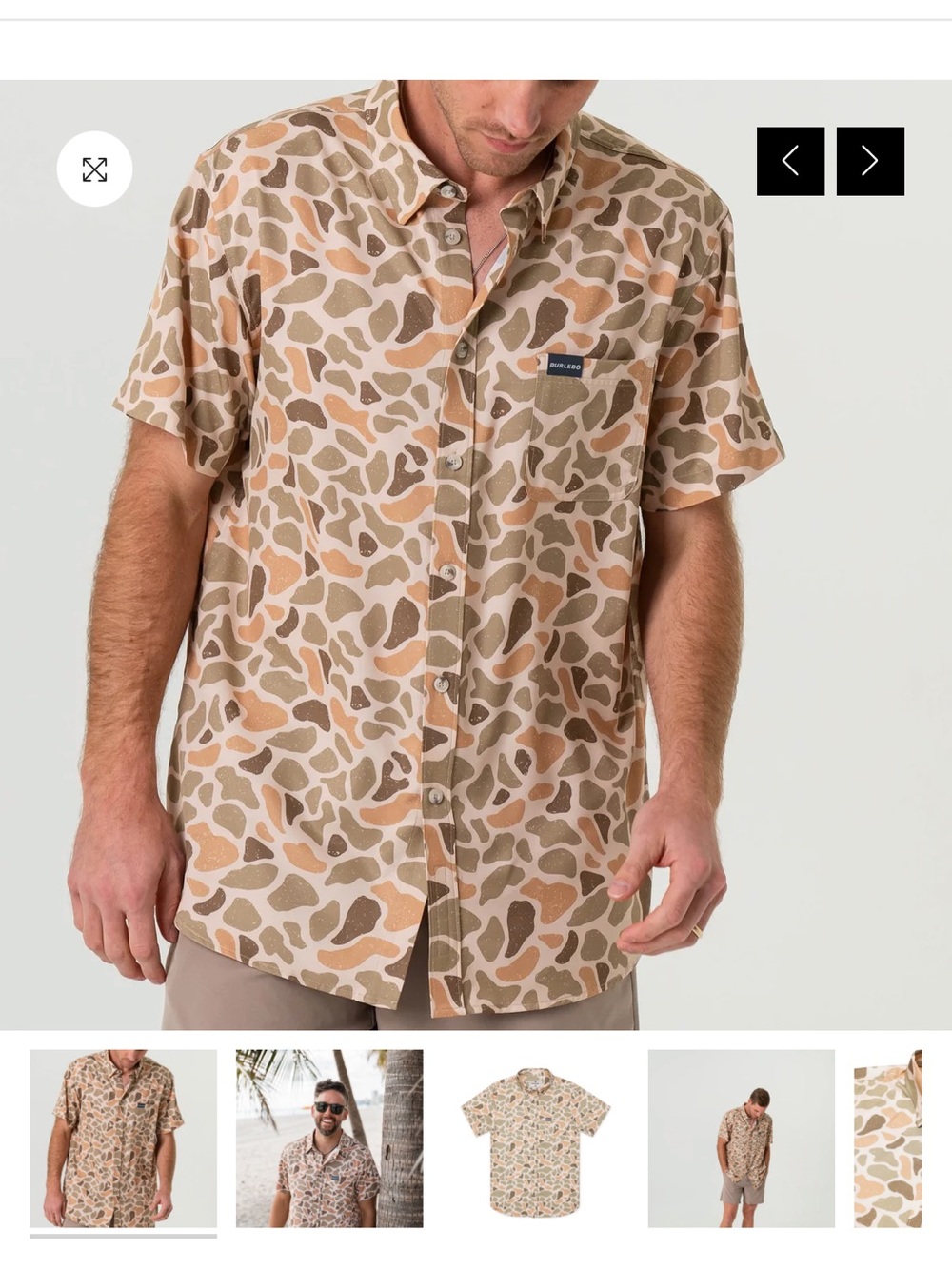 Burlebo Short-Sleeve Camouflage Print Shirt in Tan